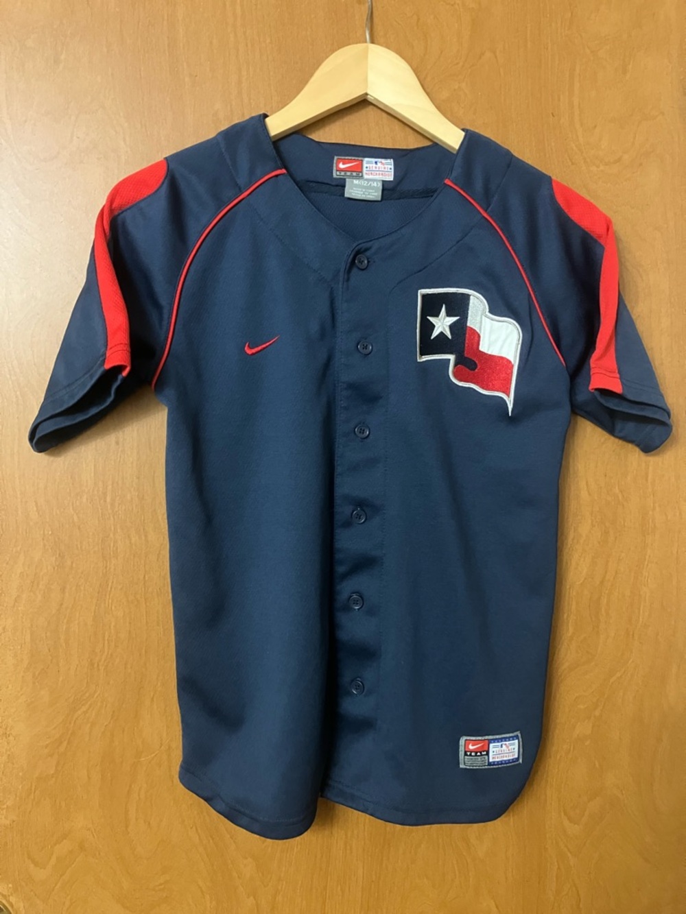 Nike Vintage Texas Rangers Youth Boys Embroidered Red/White/Blue Jersey Sz 12-14